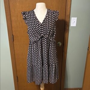 J. Crew Blue and Pink Sleeveless Tiered Midi Dress